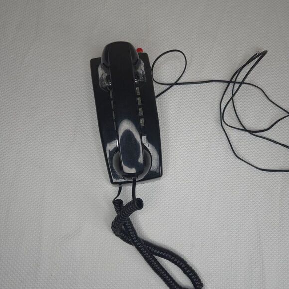 Retro Bittel Black Corded Wall Phone Telephone Push Button Dial Red Indicator Li - Picture 2 of 6